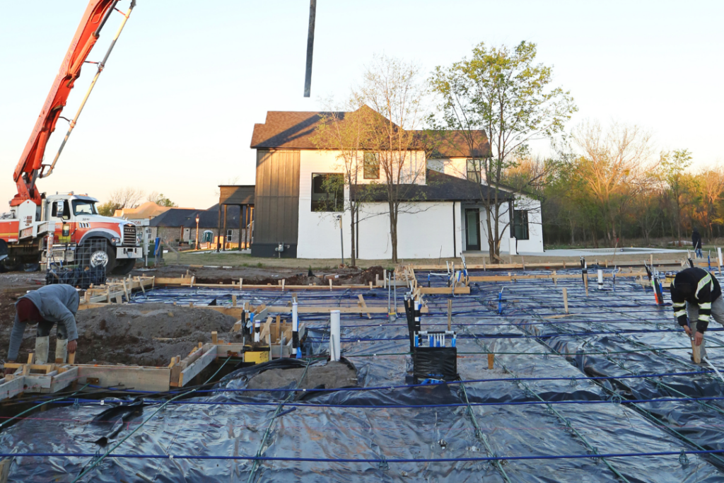 residential driveway being poured by Innovative Concrete Solutions workers