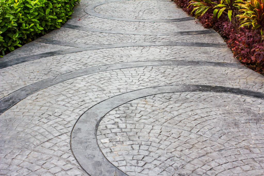 Concrete walkway using new and old concrete