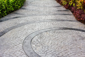 Concrete walkway using new and old concrete