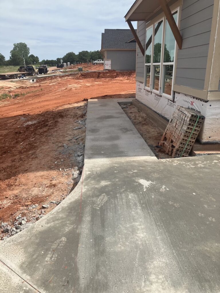 concrete paver walkway freshly poured and dried